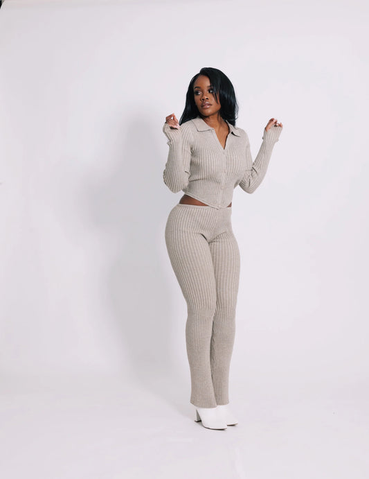 Ribbed Knit Two-Piece Set